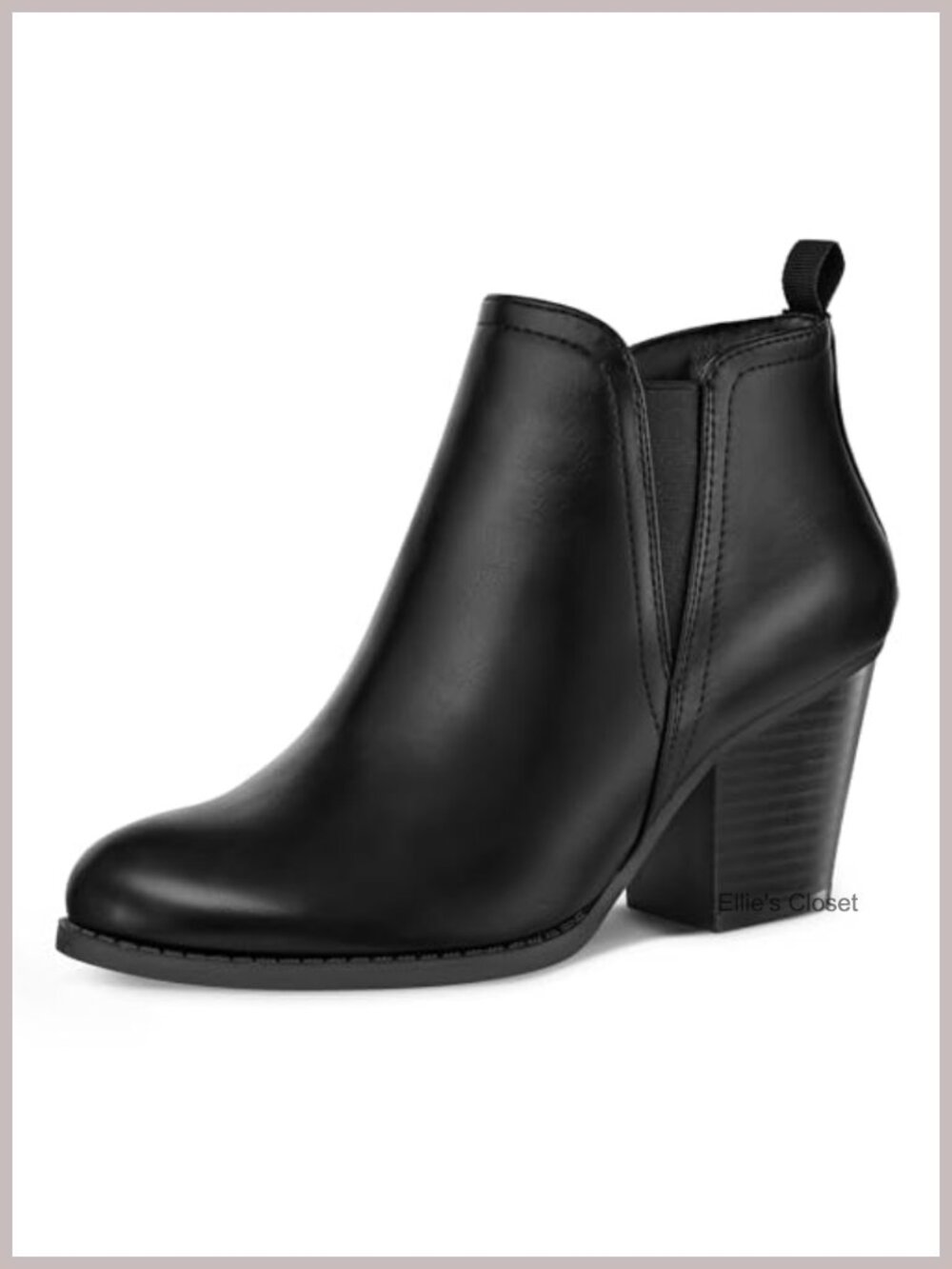 Women's Ankle Boots Stacked Chunky Heel Booties with Side Zipper PU